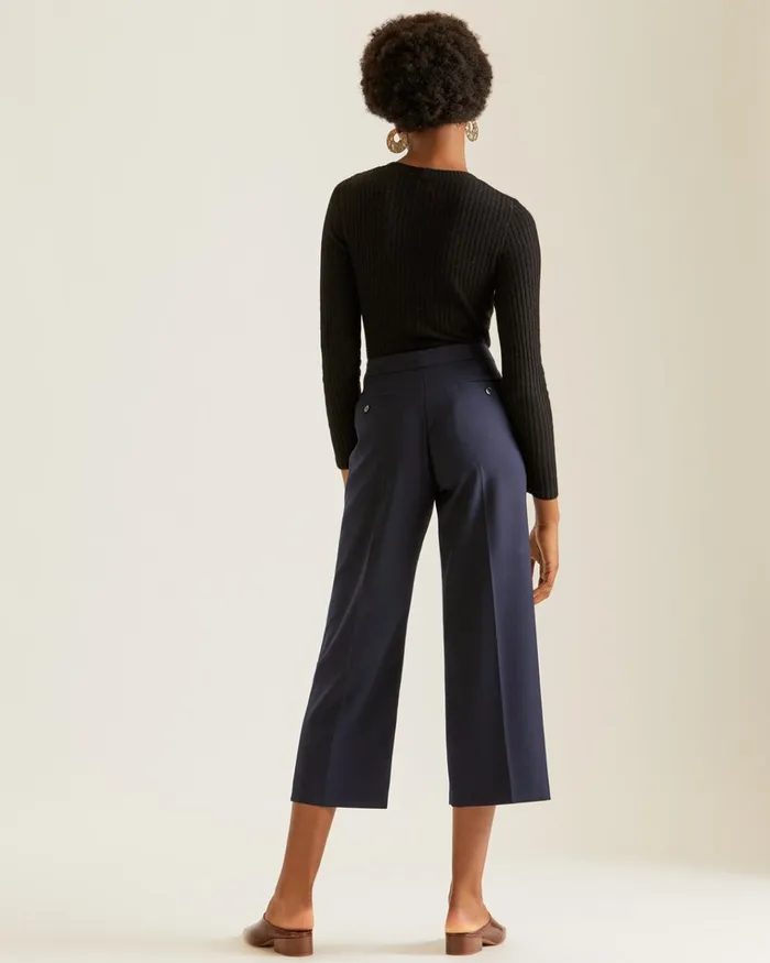 Jigsaw Trousers Women Modern Crepe Crop Straight Trouser Blue