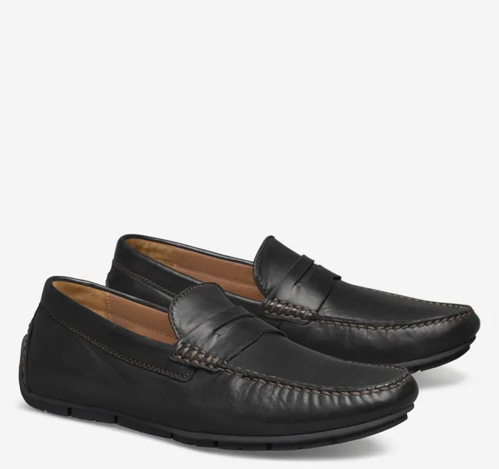 Johnston and Murphy Baldwin Driver Penny Black Sheepskin Men SlipOns