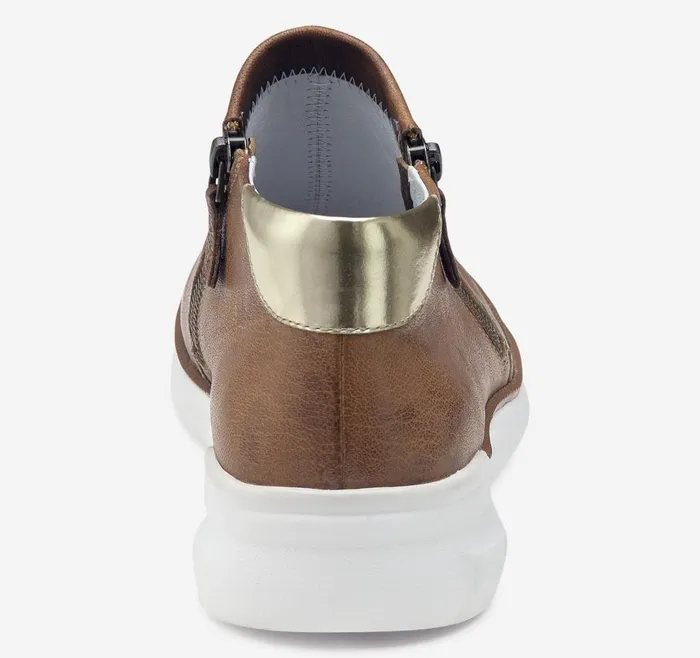 Johnston and Murphy Emery Zip Bootie Cognac Italian Washed Sheepskin Women Boots and Booties