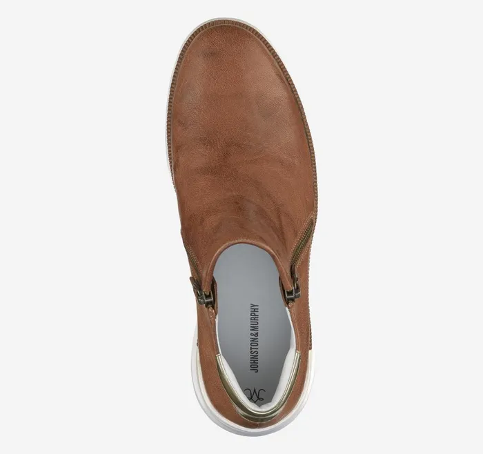 Johnston and Murphy Emery Zip Bootie Cognac Italian Washed Sheepskin Women Boots and Booties