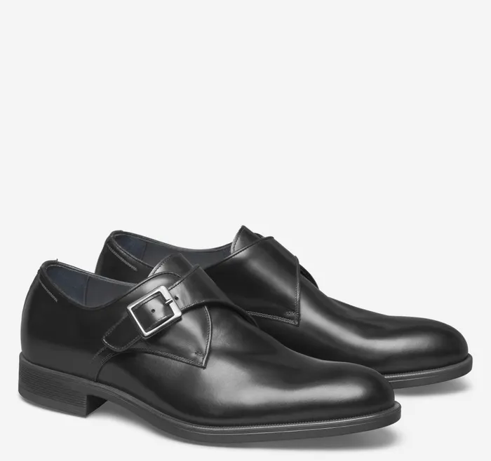 Johnston and Murphy Flynch Monk Strap Black Italian Calfskin Men SlipOns