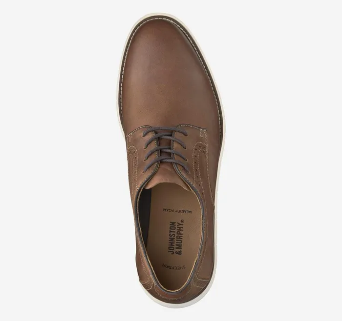 Johnston and Murphy Holden Plain Toe Tan Oiled Full Grain Men LaceUps