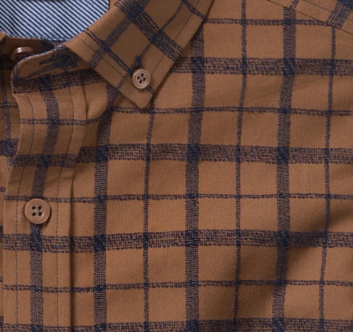 Johnston and Murphy LongSleeve Twill Checked Shirt Rustnavy Plaid Chenille Men Shirts