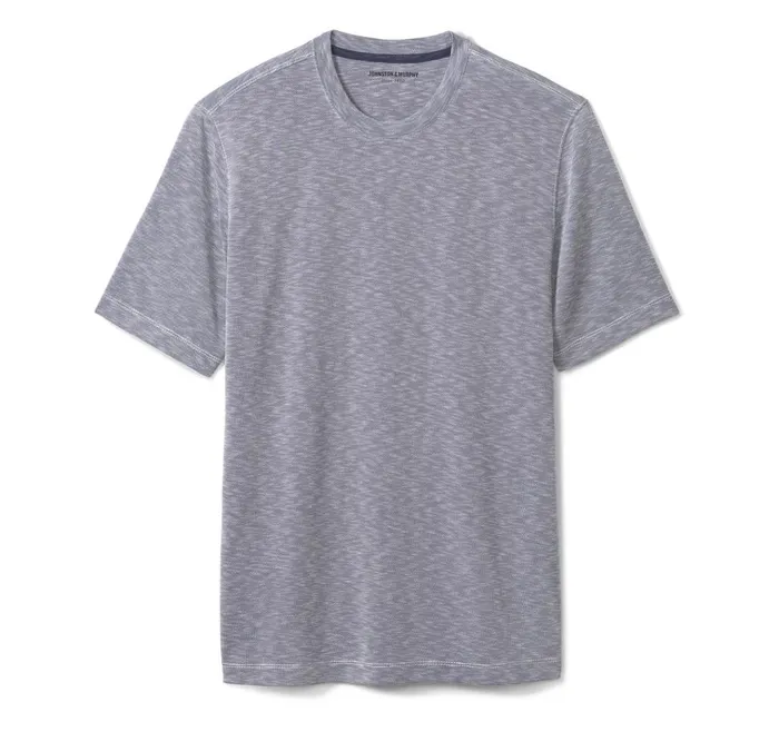 Johnston and Murphy Vintage Slub Crewneck Tee Indigo Men Polos and Tees