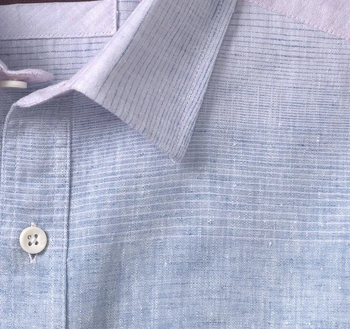 Johnston and Murphy Washed LinenBlend Shirt Blue Multi Ombre Men Shirts