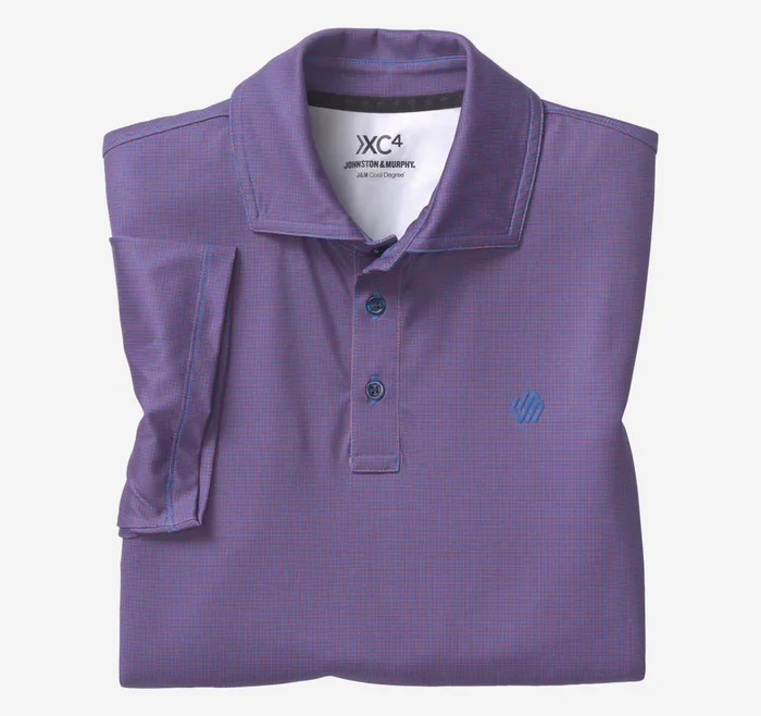 Johnston and Murphy XC4 Performance Gingham Polo Cool Degree Rednavy Mini Gingham Men Polos and Tees
