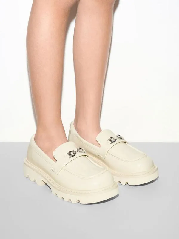 Kids Girls039 Metallic Accent Chunky Loafers 8211 Chalk CHARLES and KEITH Shoes