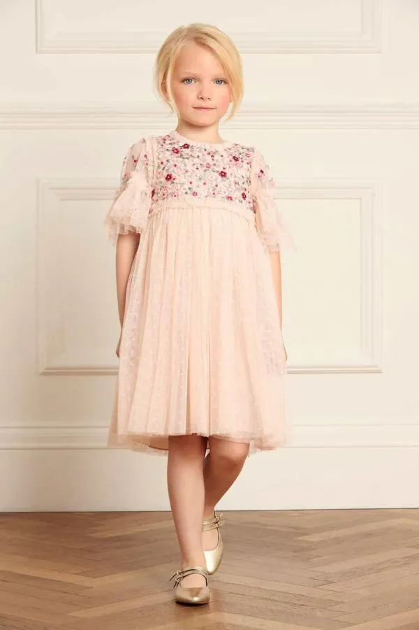 KIDS Needle and Thread Lunaria Wreath Bodice Kids Dress Beige KIDS Needle and Thread Lunaria Wreath Bodice Kids Dress Beige