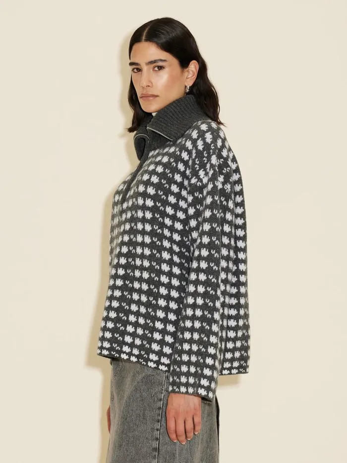 Knitwear Women Holzweiler Cass Knit Sweater Dk Grey Mix