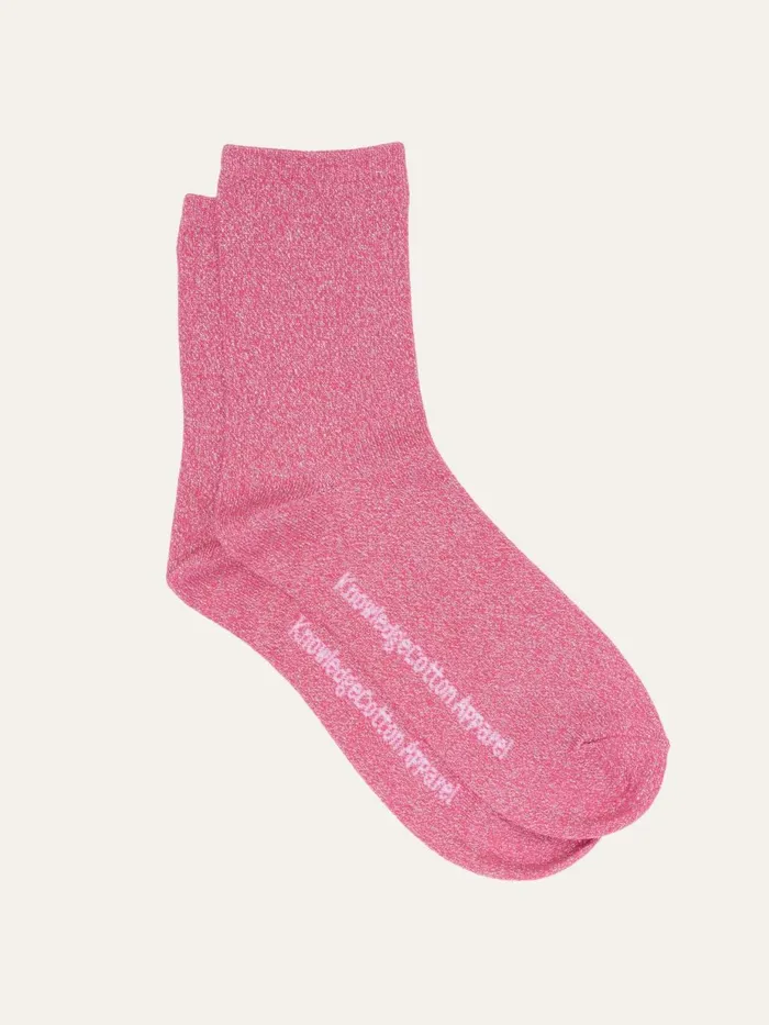 KnowledgeCotton Apparel Accessories Single Pack Glitter Socks Hot Pink 8211 Women