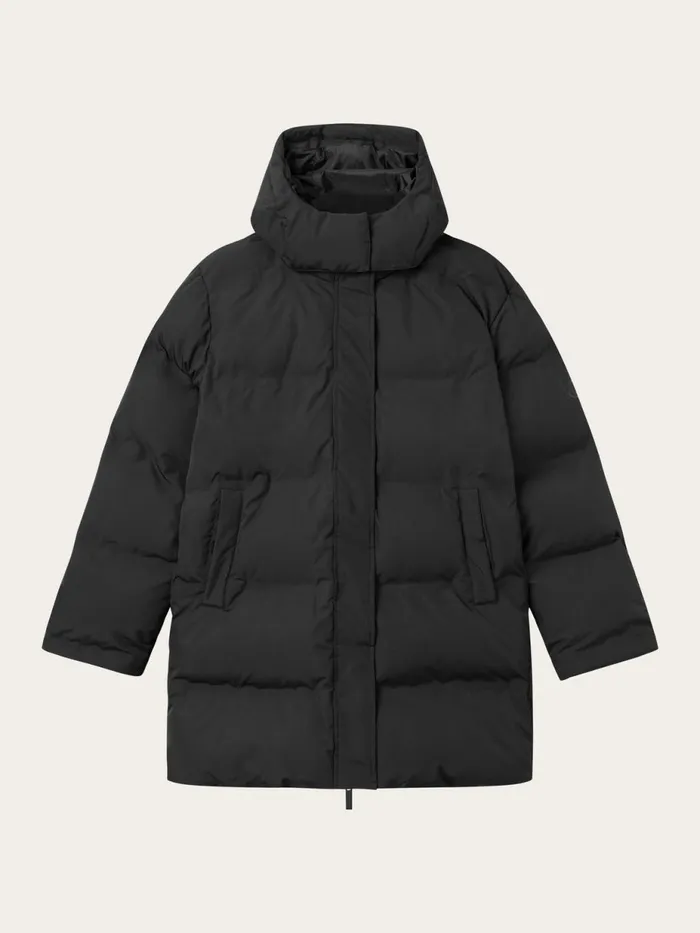 KnowledgeCotton Apparel Fleeces And Jackets Long Puffer Jacket Black Jet 8211 Women KnowledgeCotton Apparel Fleeces And Jackets Long Puffer Jacket Black Jet 8211 Women