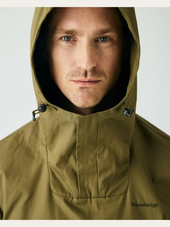 KnowledgeCotton Apparel Jackets And Vests Organic Cotton Canvas Anorak Jacket GOTSVegan Burned Olive 8211 Men