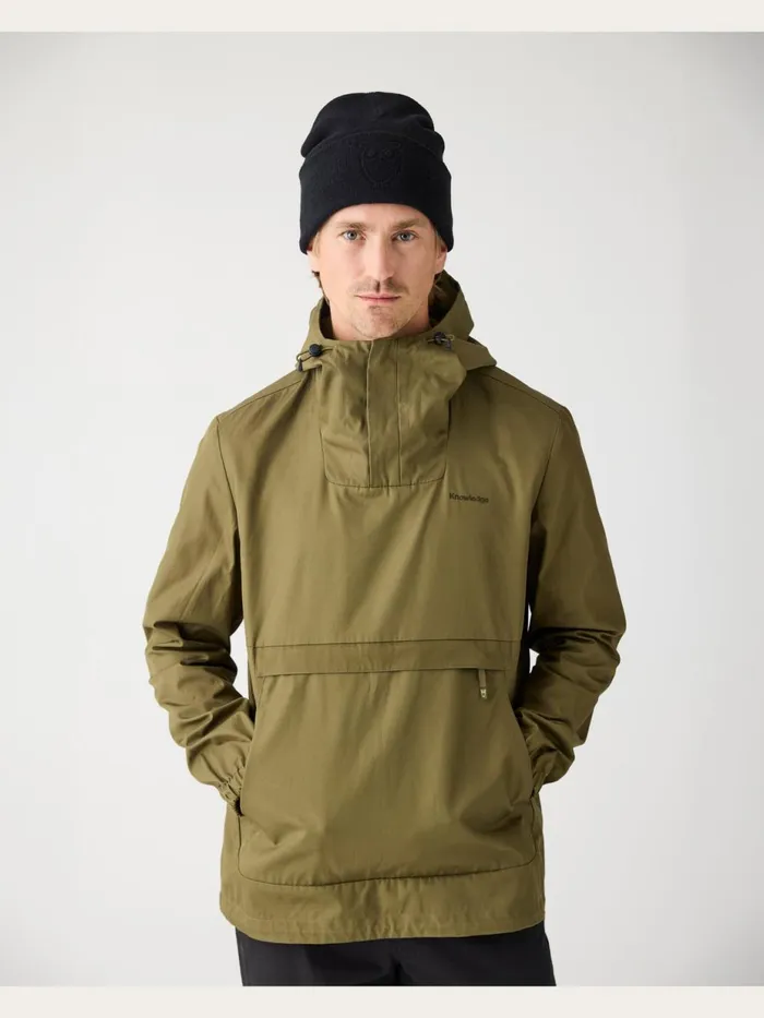 KnowledgeCotton Apparel Jackets And Vests Organic Cotton Canvas Anorak Jacket GOTSVegan Burned Olive 8211 Men