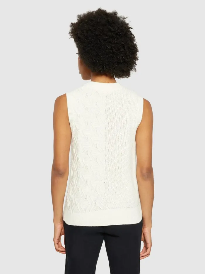 KnowledgeCotton Apparel Knits Cotton Cable Crew Neck Vest Regenerative Organic Certified 8211 Women