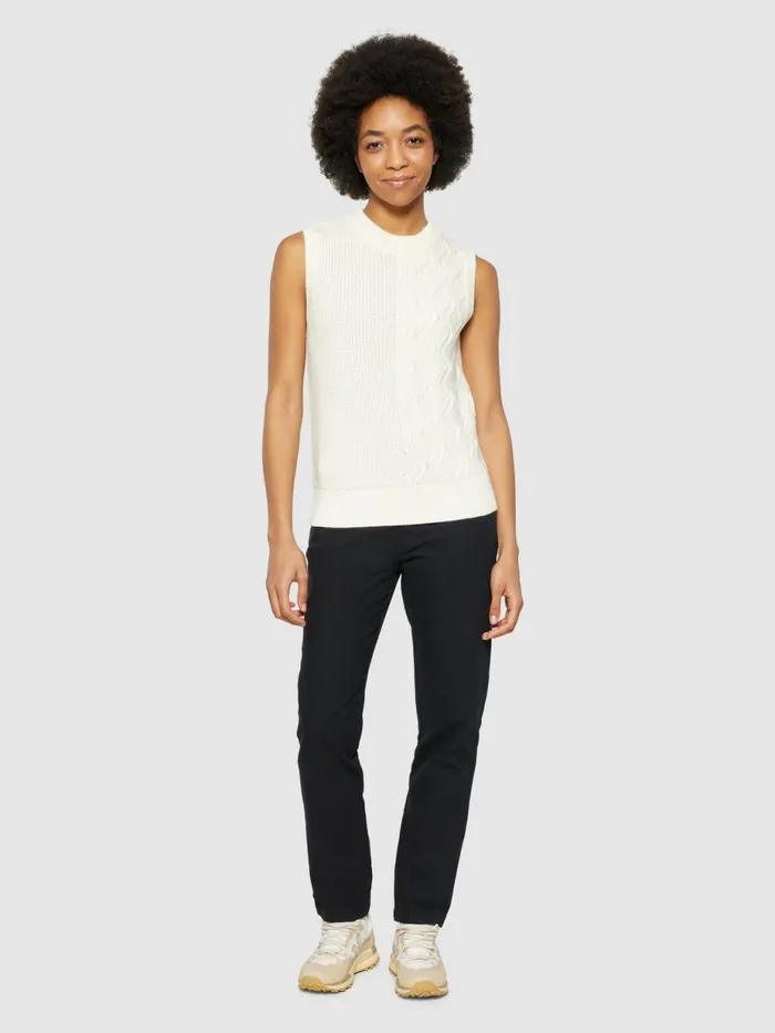 KnowledgeCotton Apparel Knits Cotton Cable Crew Neck Vest Regenerative Organic Certified 8211 Women
