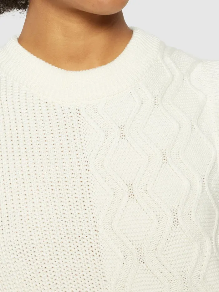 KnowledgeCotton Apparel Knits Cotton Cable Crew Neck Vest Regenerative Organic Certified 8211 Women