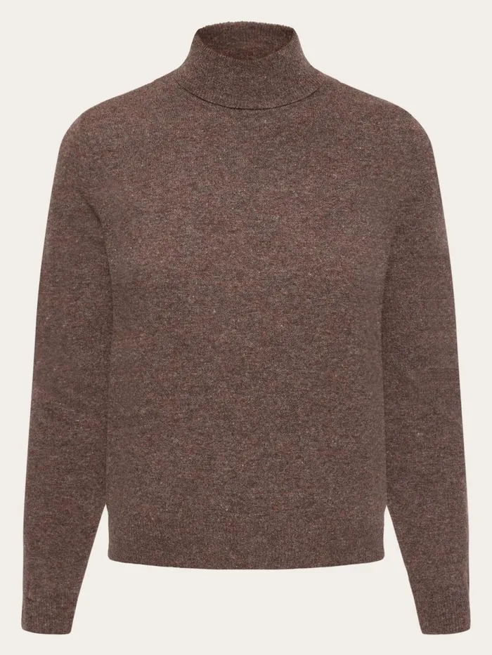 KnowledgeCotton Apparel Knits Lambswool Roll Neck Demitasse brown 8211 Women