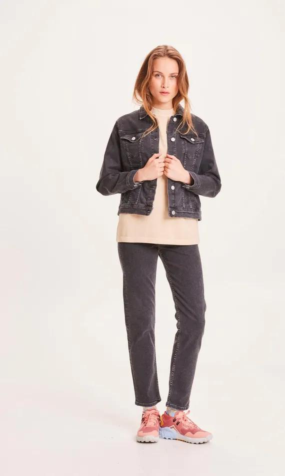 KnowledgeCotton Apparel Overshirts HANA Rinse Black Denim Jacket Rinse Black 8211 Women