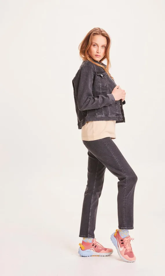 KnowledgeCotton Apparel Overshirts HANA Rinse Black Denim Jacket Rinse Black 8211 Women