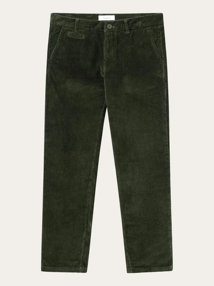KnowledgeCotton Apparel Pants CHUCK Regular 8wales Corduroy Chino Pants Forrest Night 8211 Men