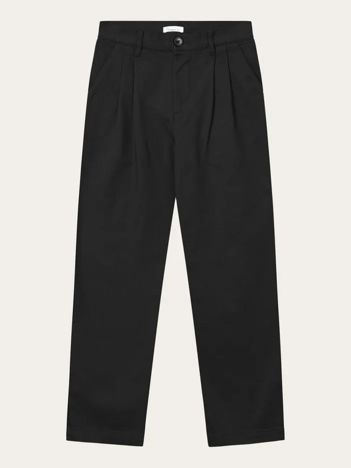 KnowledgeCotton Apparel Pants POSEY Wide Highrise Twill Pants Black Jet 8211 Women
