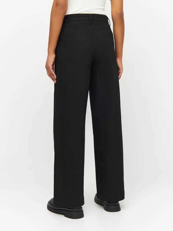 KnowledgeCotton Apparel Pants POSEY Wide Highrise Twill Pants Black Jet 8211 Women KnowledgeCotton Apparel Pants POSEY Wide Highrise Twill Pants Black Jet 8211 Women
