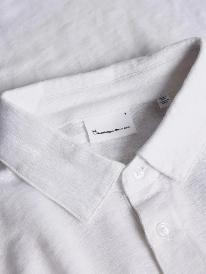 KnowledgeCotton Apparel Polo Shirts Linen Polo Bright White 8211 Men KnowledgeCotton Apparel Polo Shirts Linen Polo Bright White 8211 Men