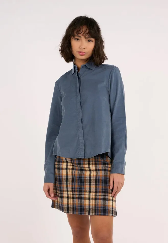 KnowledgeCotton Apparel Shirts Ashape Corduroy Shirt China Blue 8211 Women