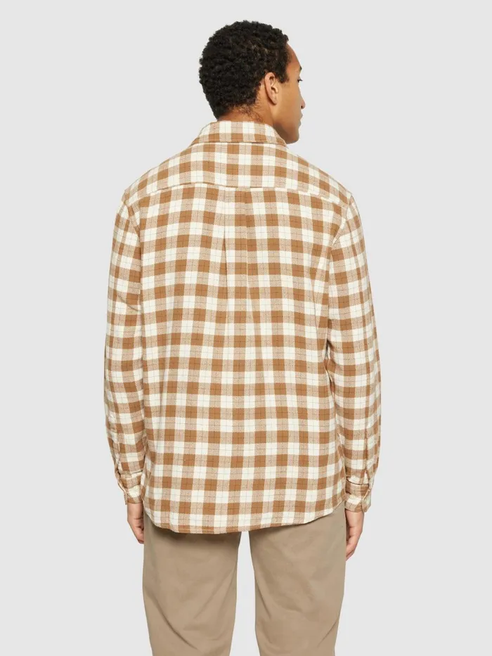KnowledgeCotton Apparel Shirts Loose Fit Checkered Shirt Beige Check 8211 Men
