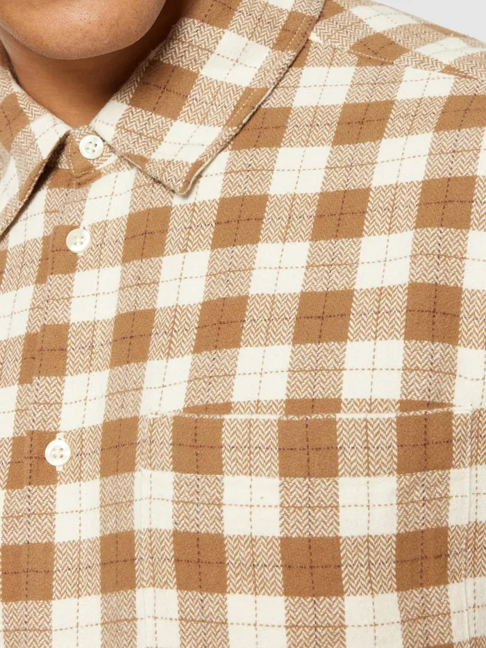 KnowledgeCotton Apparel Shirts Loose Fit Checkered Shirt Beige Check 8211 Men