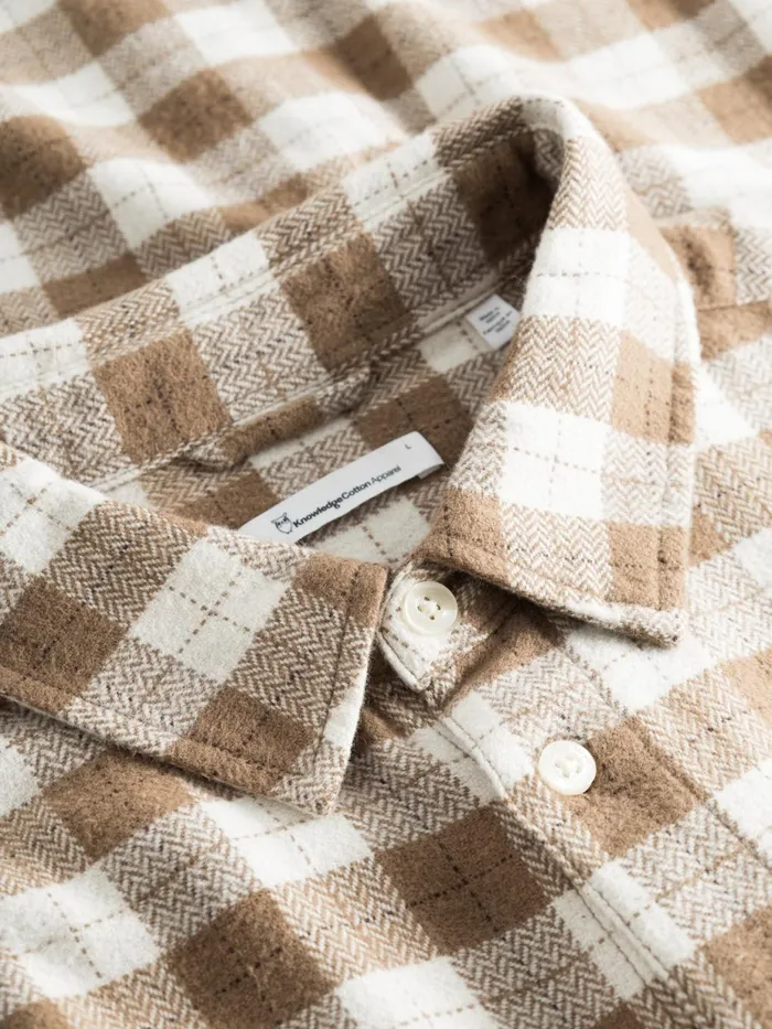KnowledgeCotton Apparel Shirts Loose Fit Checkered Shirt Beige Check 8211 Men
