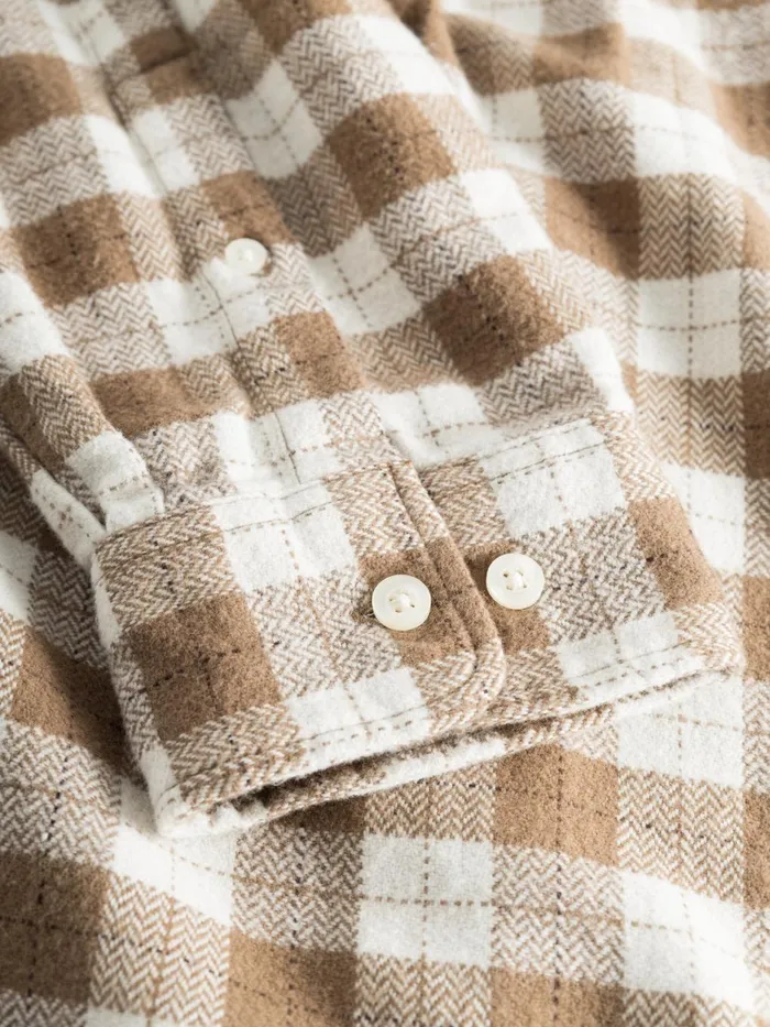 KnowledgeCotton Apparel Shirts Loose Fit Checkered Shirt Beige Check 8211 Men