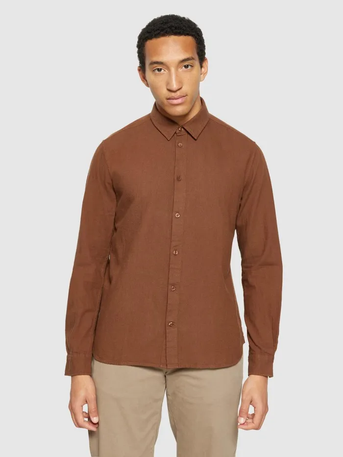 KnowledgeCotton Apparel Shirts Organic Cotton Flannel Shirt GOTS Dachshund 8211 Men