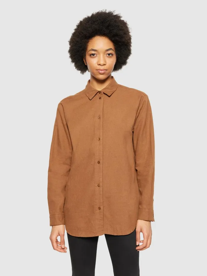 KnowledgeCotton Apparel Shirts Organic Cotton Flannel Shirt GOTS Dachshund 8211 Women