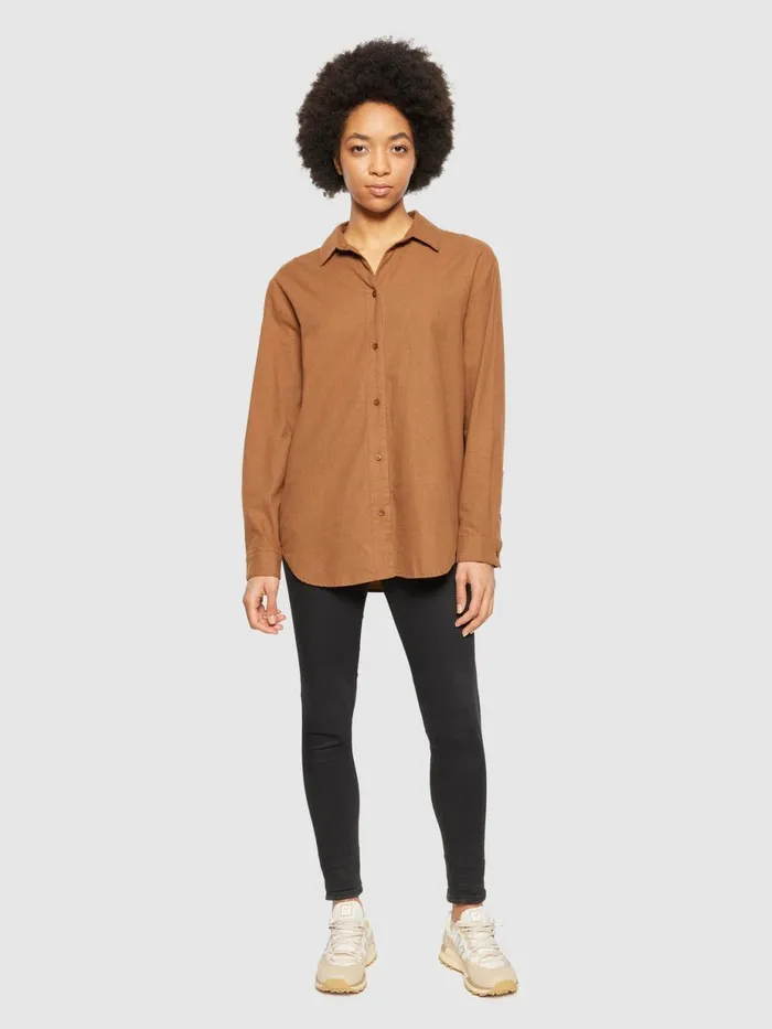 KnowledgeCotton Apparel Shirts Organic Cotton Flannel Shirt GOTS Dachshund 8211 Women
