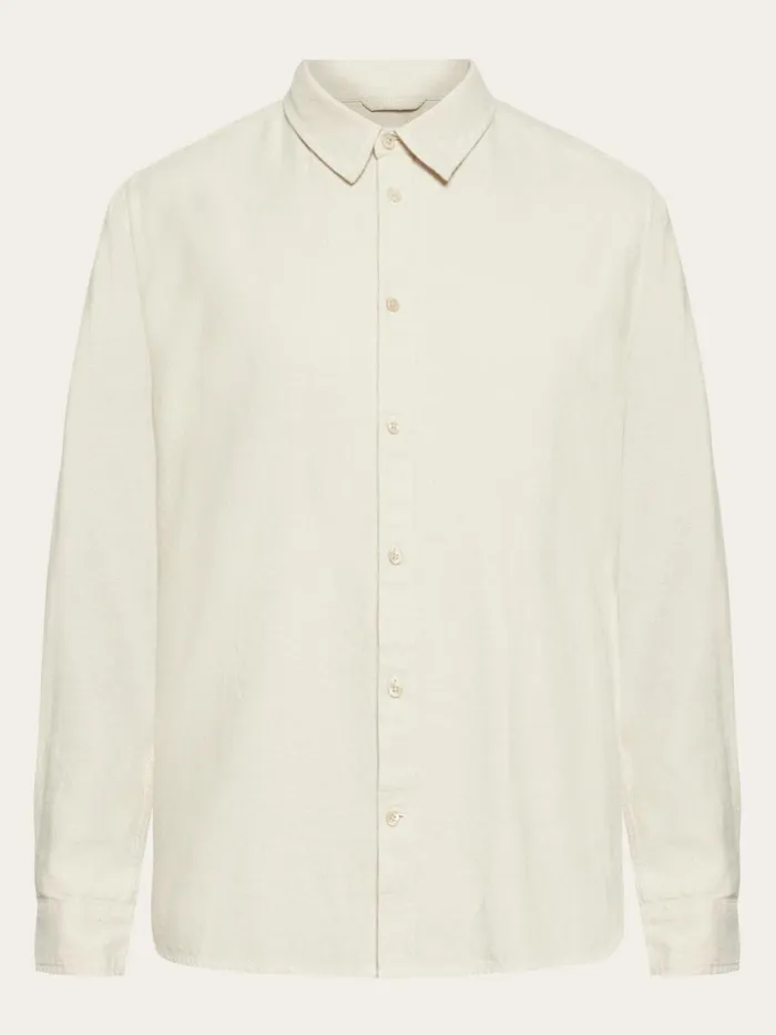 KnowledgeCotton Apparel Shirts Organic Cotton Flannel Shirt GOTS Light Feather Gray 8211 Men