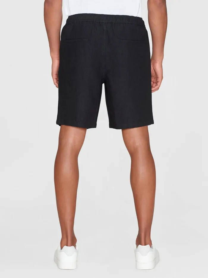 KnowledgeCotton Apparel Shorts Loose Linen Shorts Black Jet 8211 Men