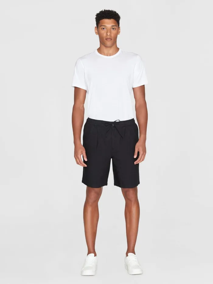 KnowledgeCotton Apparel Shorts Loose Linen Shorts Black Jet 8211 Men