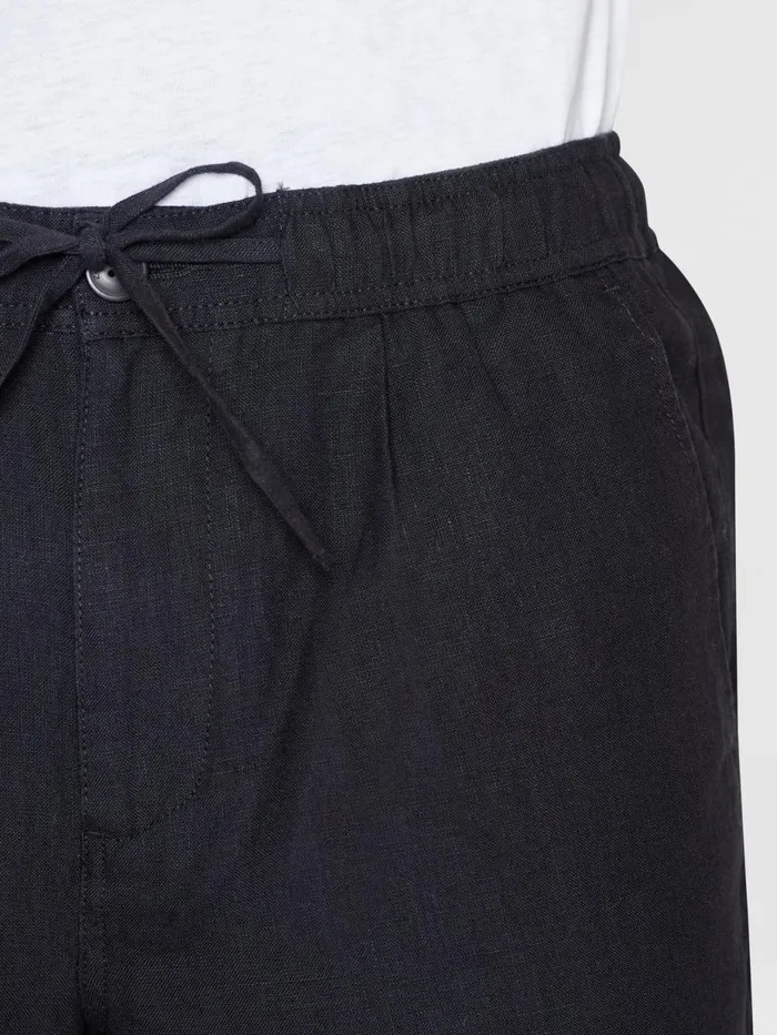 KnowledgeCotton Apparel Shorts Loose Linen Shorts Black Jet 8211 Men