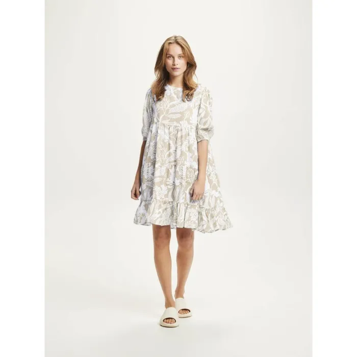 KnowledgeCotton Apparel Skirts And Dresses Ashape Seabreeze Tencel Print Dress Light Feather Gray 8211 Women