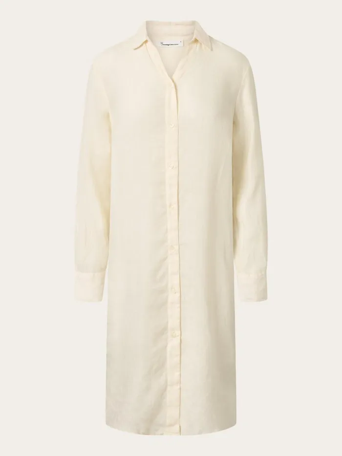KnowledgeCotton Apparel Skirts And Dresses Classic Linen Dress Buttercream 8211 Women