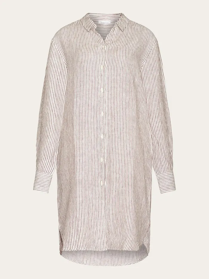 KnowledgeCotton Apparel Skirts And Dresses Classic Striped Linen Dress Gotsvegan 8211 Women