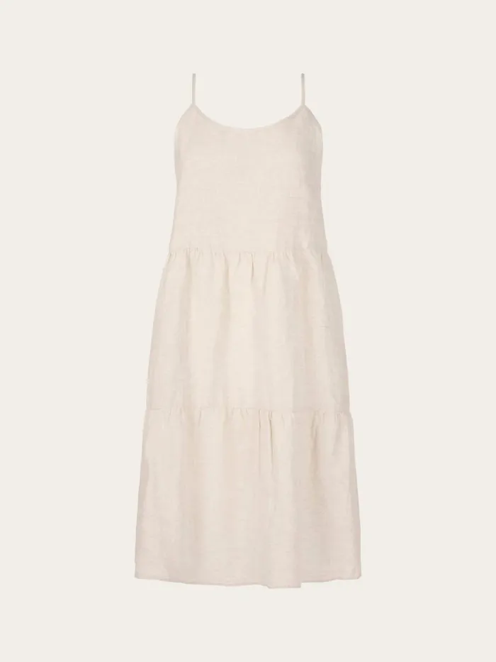 KnowledgeCotton Apparel Skirts And Dresses Natural Linen Strap Dress Light Feather Gray 8211 Women