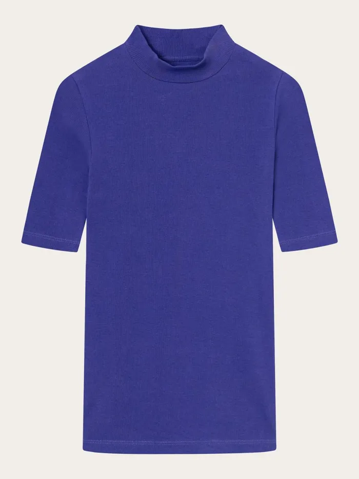 KnowledgeCotton Apparel TShirts And Tops Rib High Neck Short Sleeve Deep Purple 8211 Women