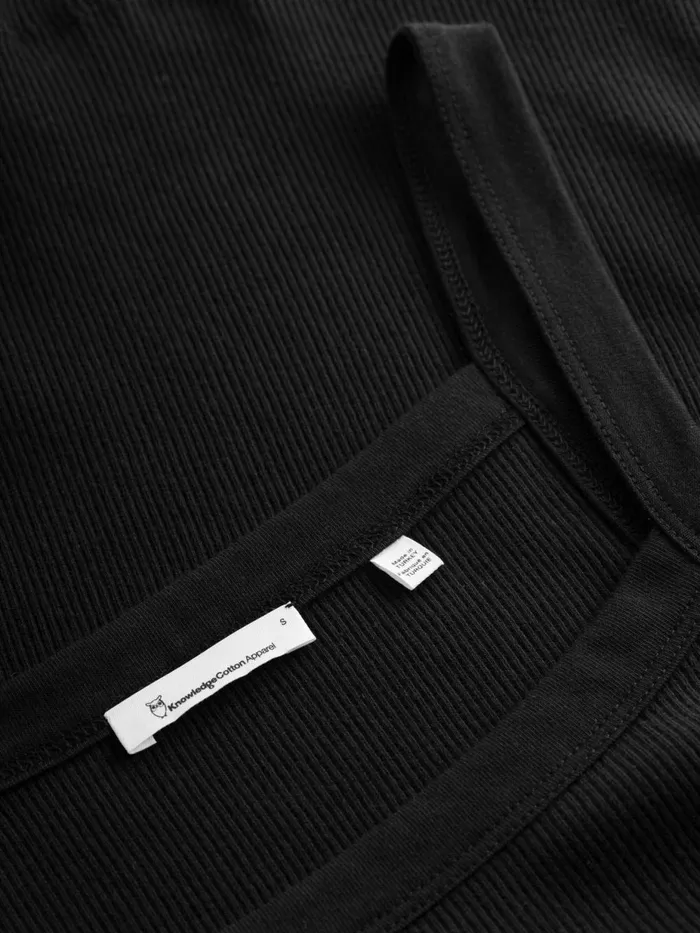 KnowledgeCotton Apparel TShirts And Tops Rib Strap Top Black Jet 8211 Women KnowledgeCotton Apparel TShirts And Tops Rib Strap Top Black Jet 8211 Women