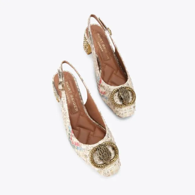 Kurt Geiger Heels Chelsea Block Slingback Heel Gold Combination 8211 Women