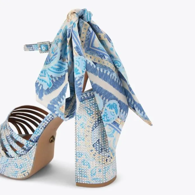Kurt Geiger Sandals Pierra Ankle Tie Platform Heel Blue Pale Combination 8211 Women