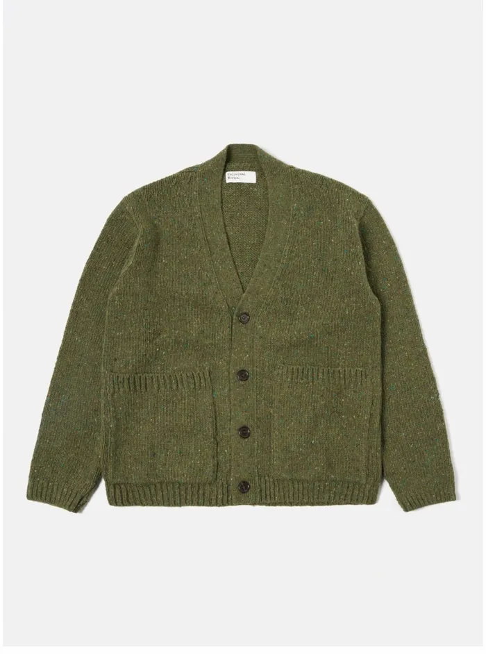 Langdale Cardigan In Green Tweed Knit Men Universal Works Cardigans