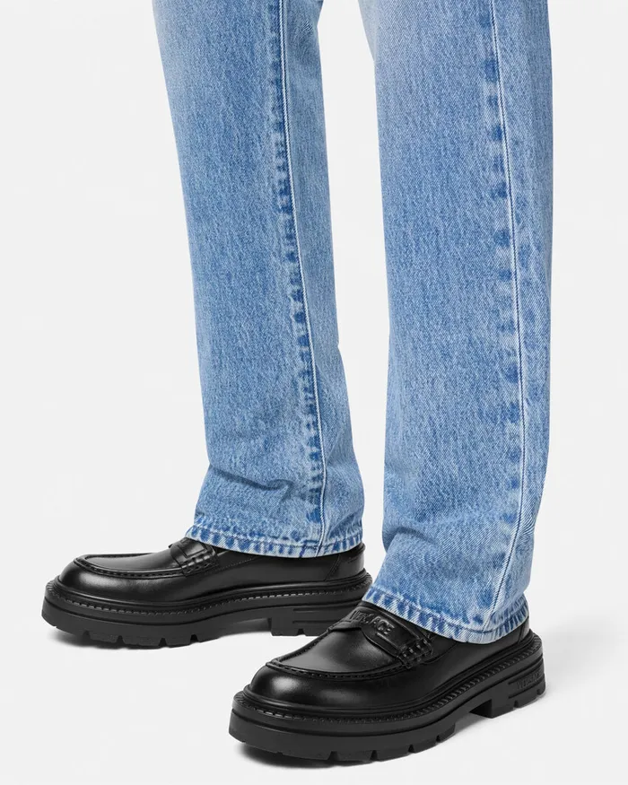 Loafers and Slippers Men Versace Adriano Loafers Black