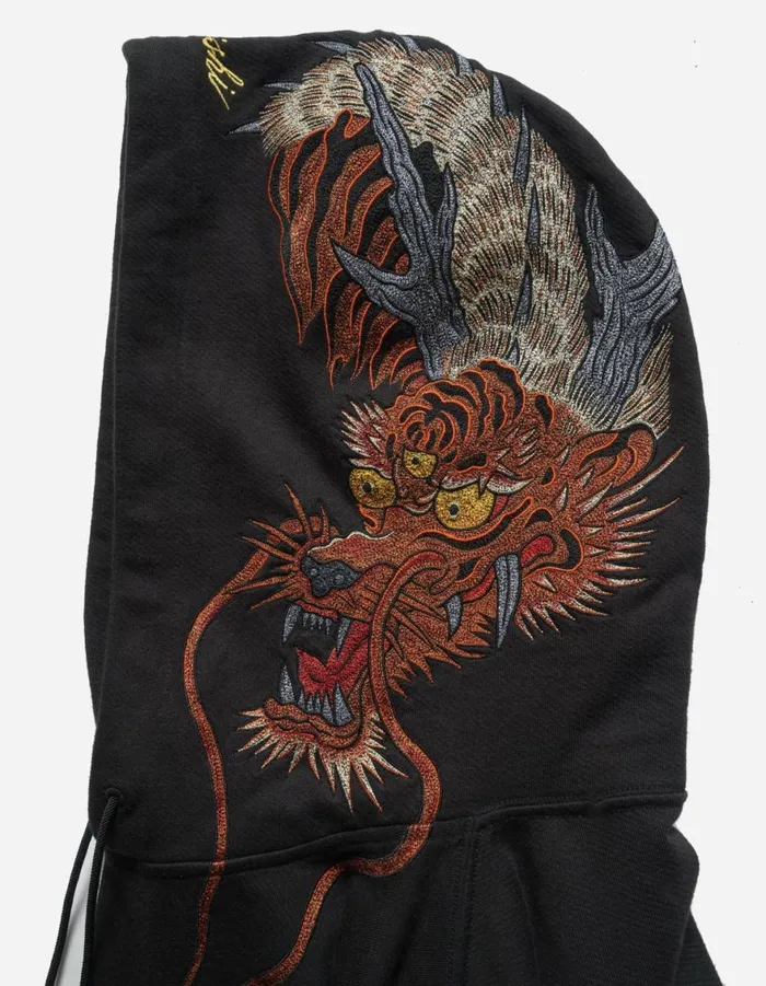 Maharishi Hooded Sweats 6096 Tiger Dragon Hooded Sweat Black 8211 Men